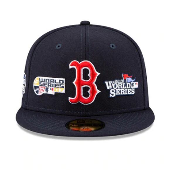 New Era 59FIFTY Black Boston Red Sox World Champions 9085 Fitted Hat Size 7 - Picture 1 of 12